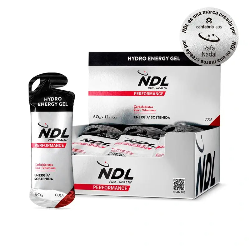 NDL Pro-Health Gel énergétique sans caféine saveur Cola, paquet de 12x60 grammes