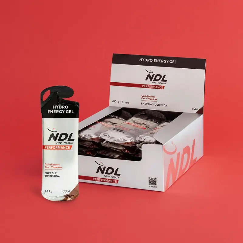 NDL Pro-Health Gel énergétique sans caféine saveur Cola, paquet de 12x60 grammes