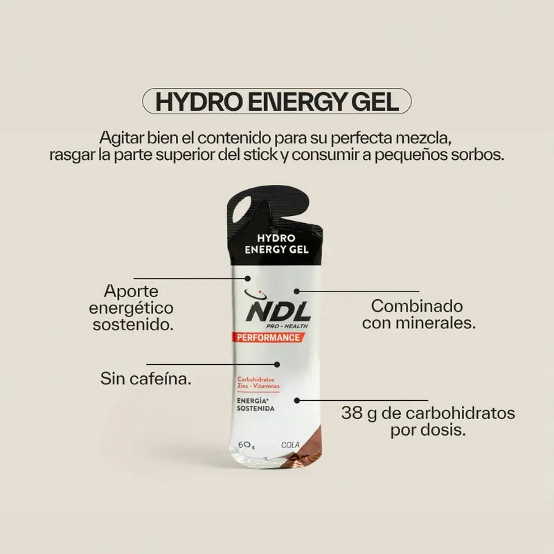 NDL Pro-Health Gel énergétique sans caféine saveur Cola, paquet de 12x60 grammes