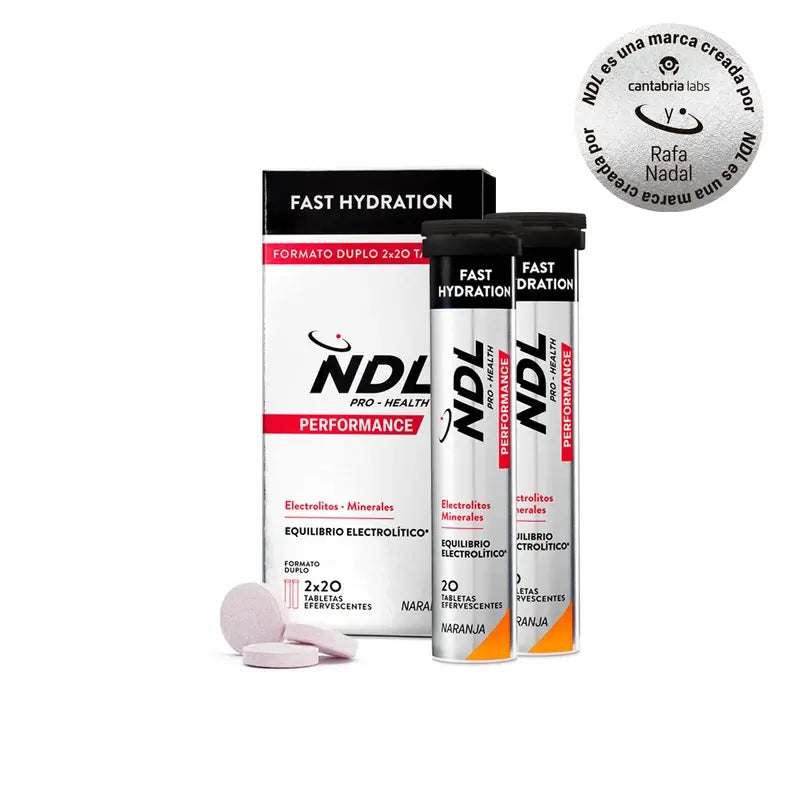NDL Pro-Health Rapid Hydration Comprimés effervescents à l'orange, paquet de 2, 40 comprimés