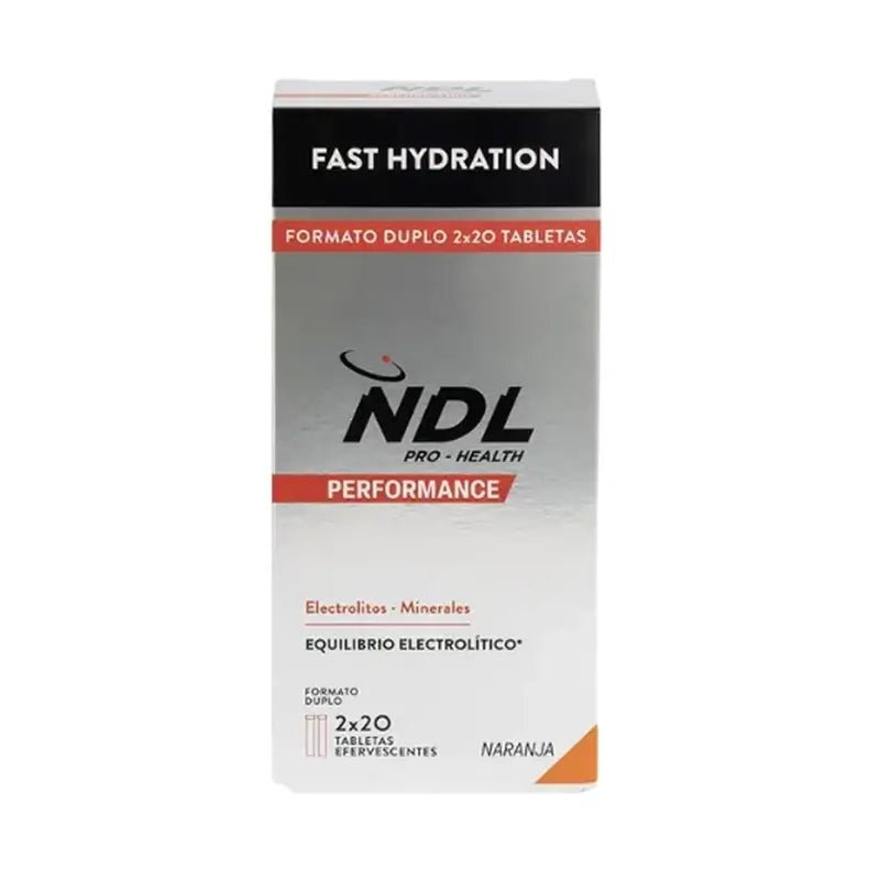 NDL Pro-Health Rapid Hydration Comprimés effervescents à l'orange, paquet de 2, 40 comprimés