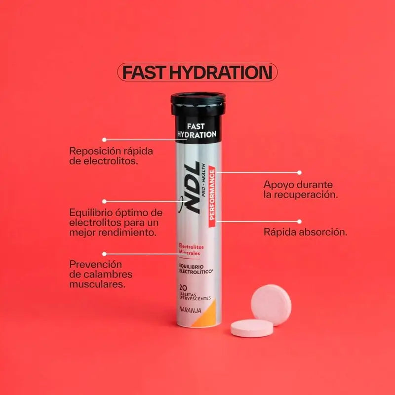 NDL Pro-Health Rapid Hydration Comprimés effervescents à l'orange, paquet de 2, 40 comprimés