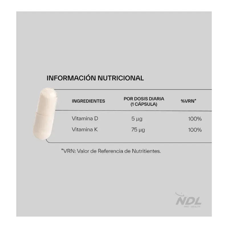 Ndl Pro-Health  Vitamines D3 et K2, 90 gélules