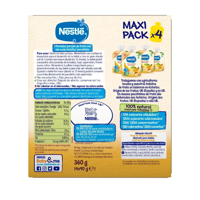 Sachet Nestlé Banane Pomme, 4X90g