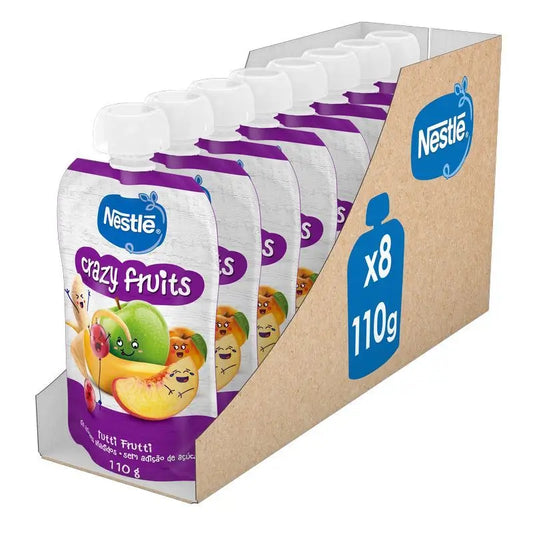 Nestlé Pack Puree Sachet Crazy Fruits, 110 g x 8 units
