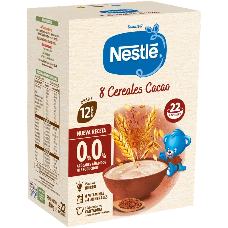 Nestlé Bouillie aux 8 céréales 0 % de cacao, 330 g