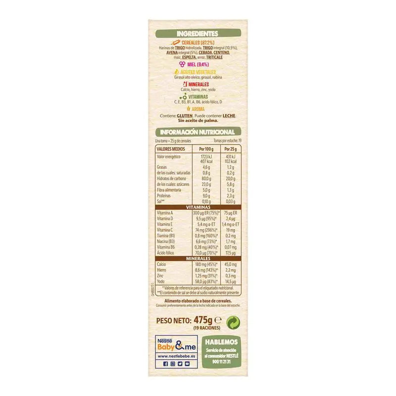NESTLÉ Papilla 8 Céréales avec miel, 950g