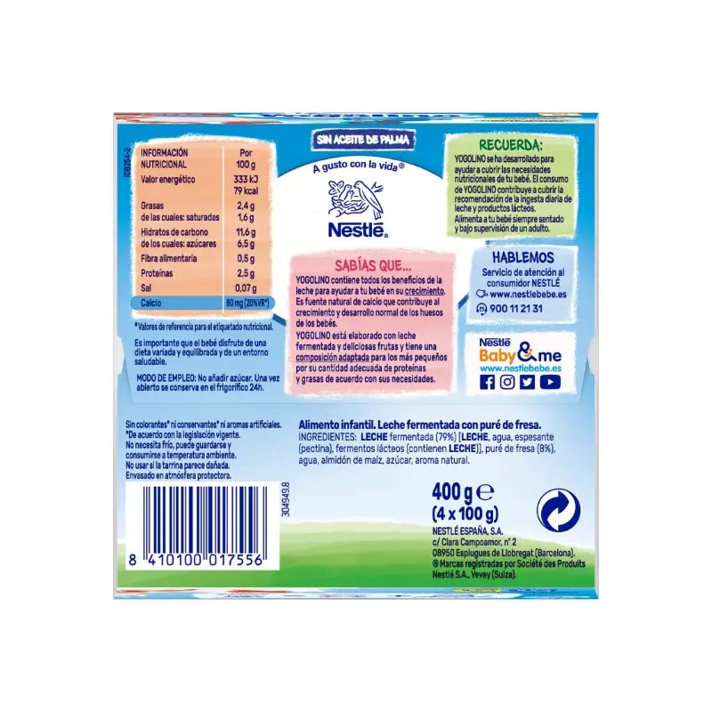 Nestlé Yogolino Fraise, 4X100 g