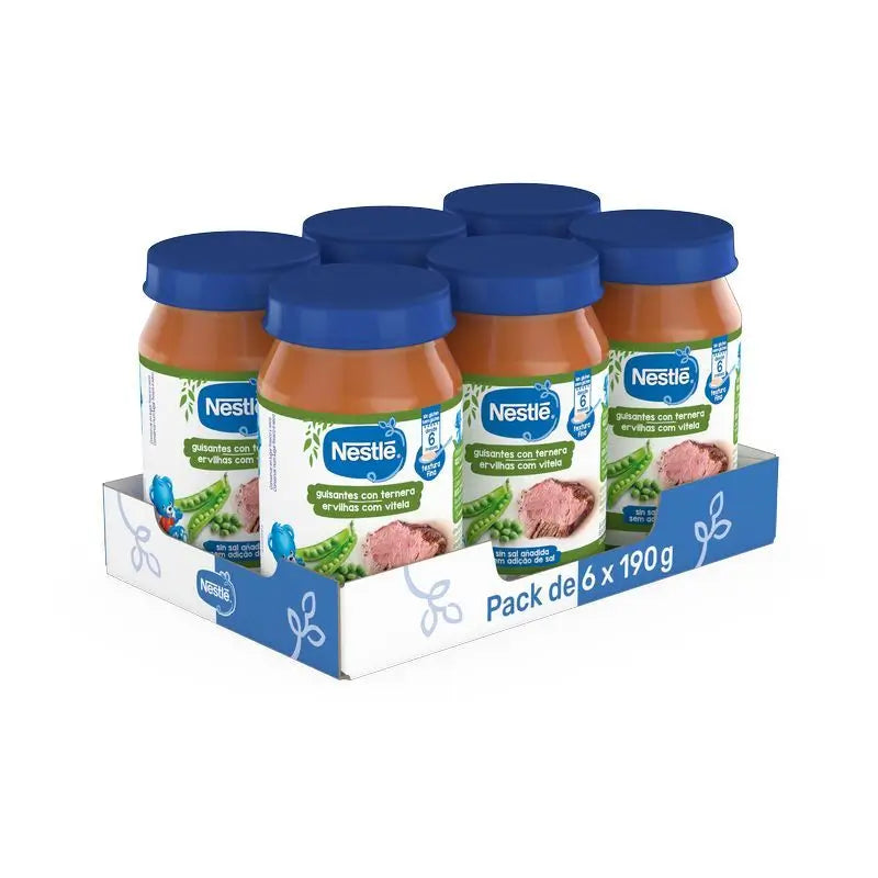 NESTLÉ Pack Pack Tarritos Peas With Beef , 190g x 6 units