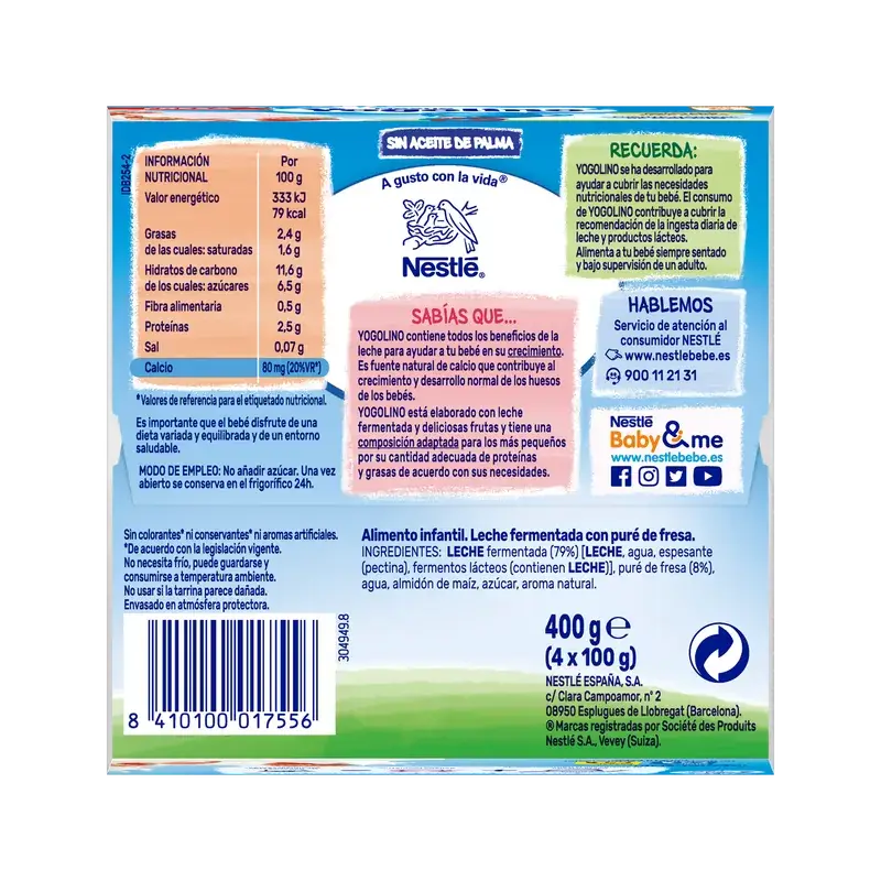 Yogolino Fraise, 4 x 100 g