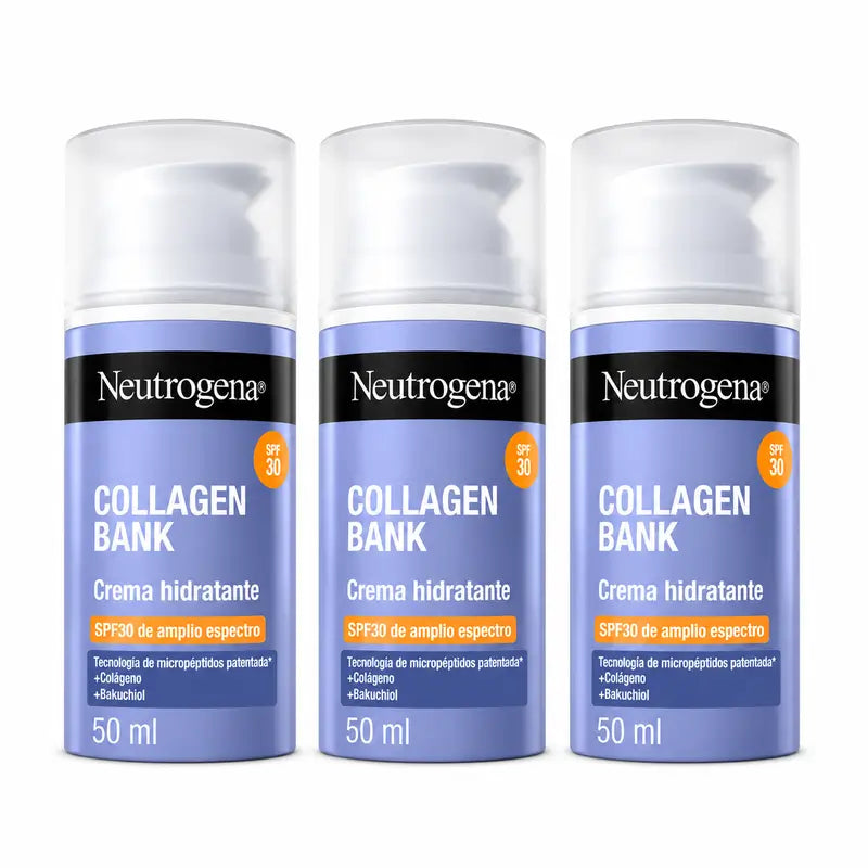 Crème hydratante pour le visage Neutrogena Collagen Bank SPF 30, lot de 3 x 50 ml