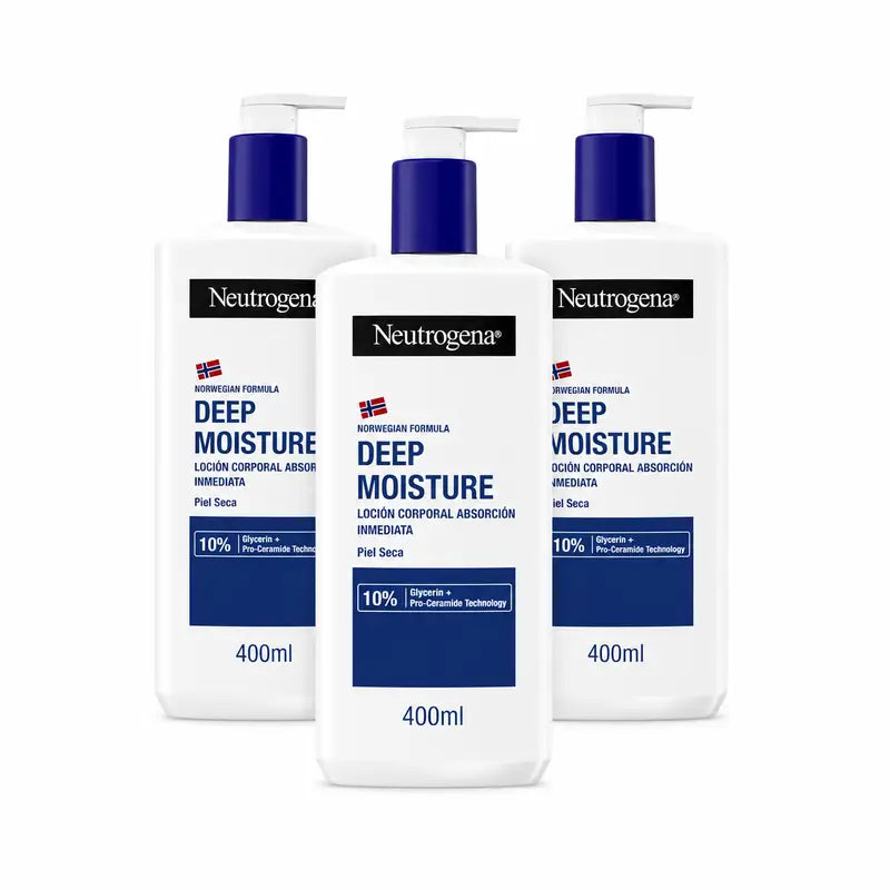 Crème hydratante pour le corps Neutrogena pour peaux sèches, lot de 3 x 400 ml