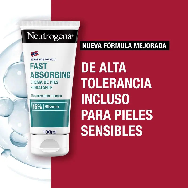 Neutrogena Crème hydratante pour les pieds à absorption immédiate, 100ml