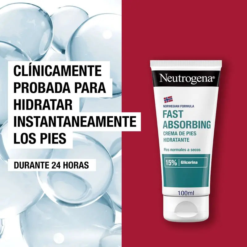 Neutrogena Crème hydratante pour les pieds à absorption immédiate, 100ml