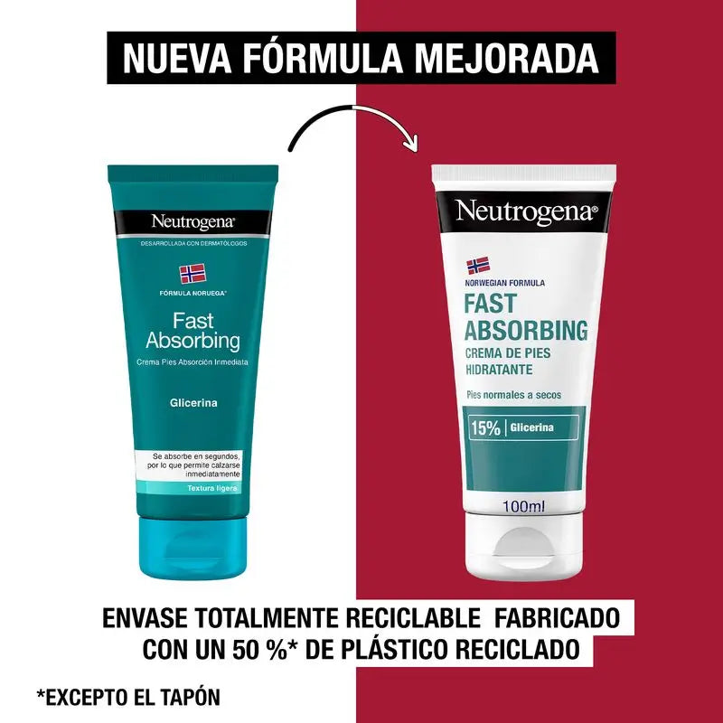 Neutrogena Crème hydratante pour les pieds à absorption immédiate, 100ml