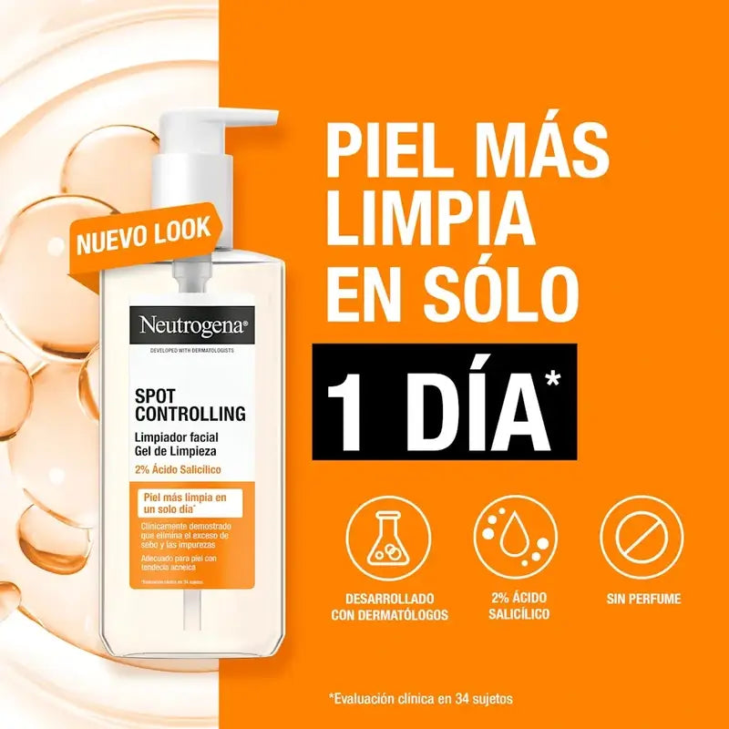 Neutrogena Gel nettoyant pour le visage contrôlant les taches, 200 ml