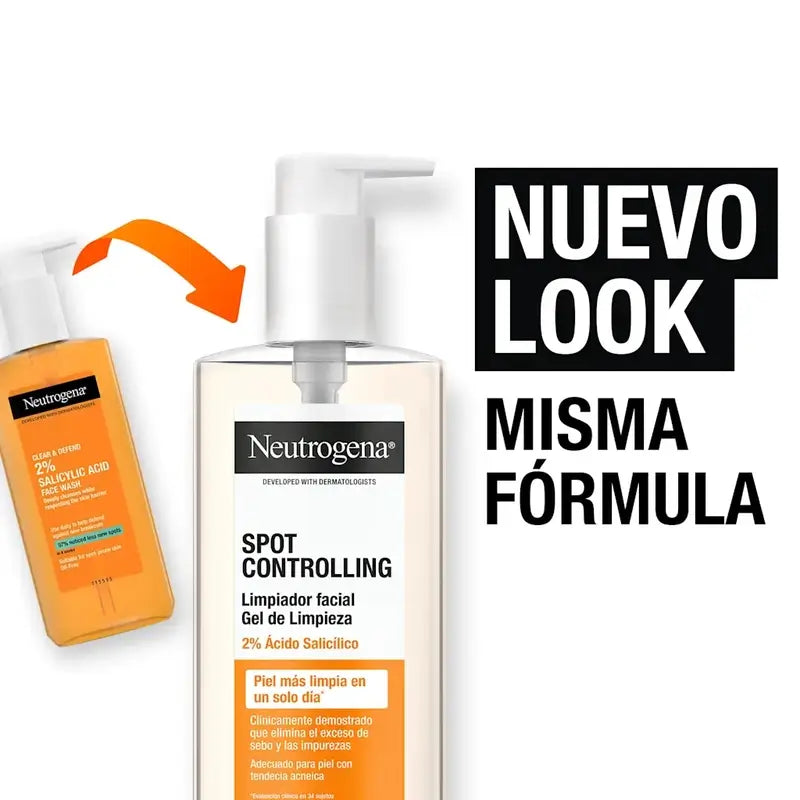 Neutrogena Gel nettoyant pour le visage contrôlant les taches, 200 ml