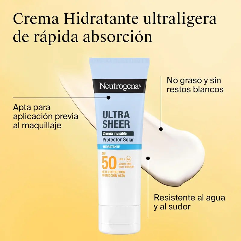 Neutrogena Ultra Sheer Invisible Moisturising Cream Spf50, 50 ml