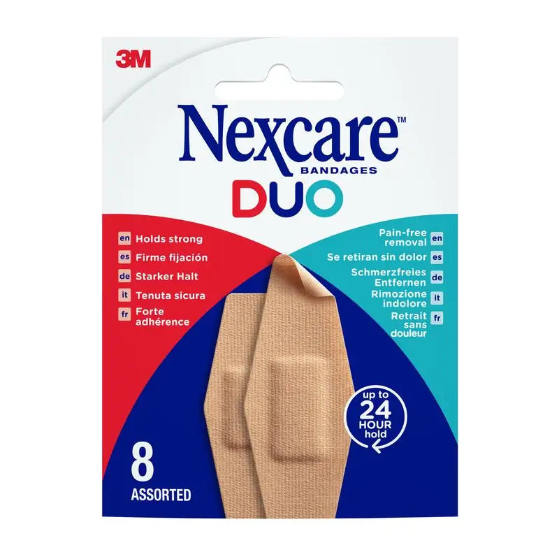 Nexcare Duo Duo Tough Painless Cloth Strip With Silicone Adhesive Assorted, 8 pcs.