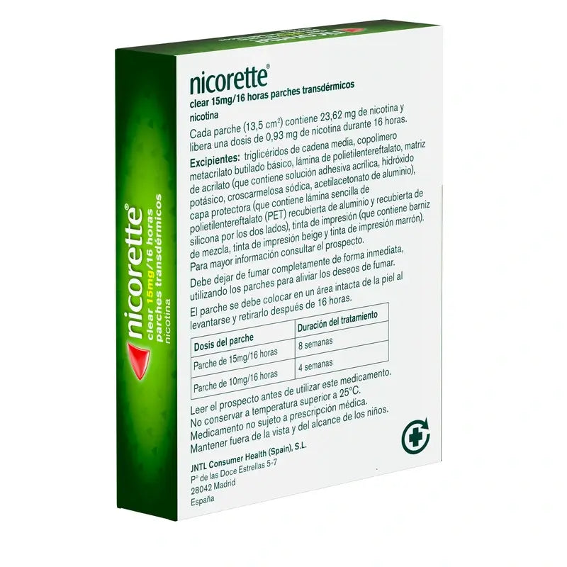 Nicorette Clear 15 mg/16 heures, 14 patchs transdermiques
