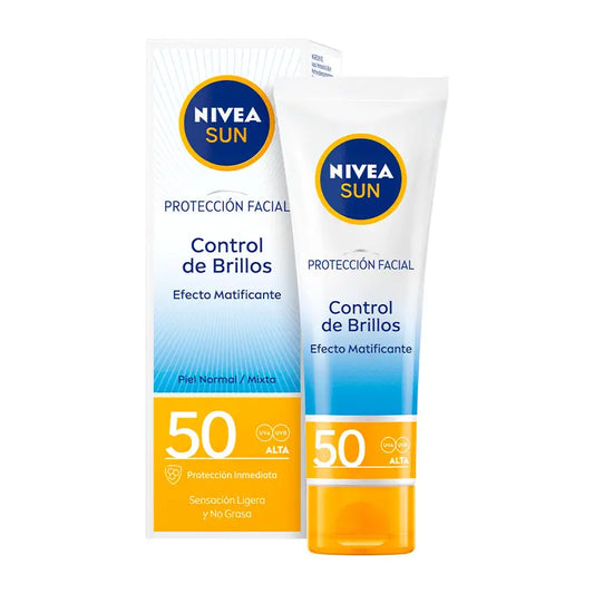 NIVEA Sun SPF50 Uv Shine Control Face Sun Cream, 50 ml