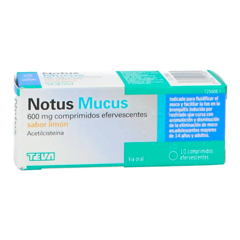 Notus Mucus 600 mg Lemon Flavour, 10 Effervescent Tablets