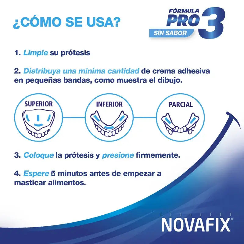 Novafix Pro3 Crème adhésive sans saveur pour prothèses dentaires, 50 g