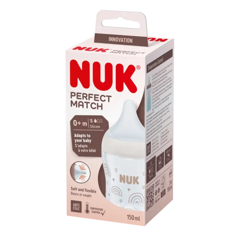 Nuk Biberon Perfect Match Pp Silicone 0-6M Flow S Rainbow , 150 ml