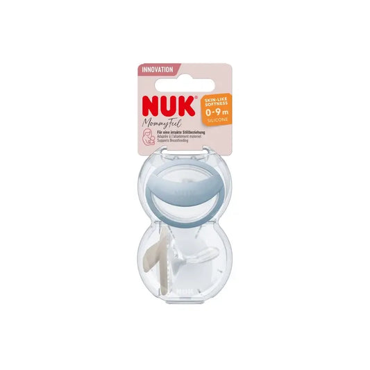 Sucette Nuk Mommy Feel 0-9 M Bleu-Gris , 2 unités