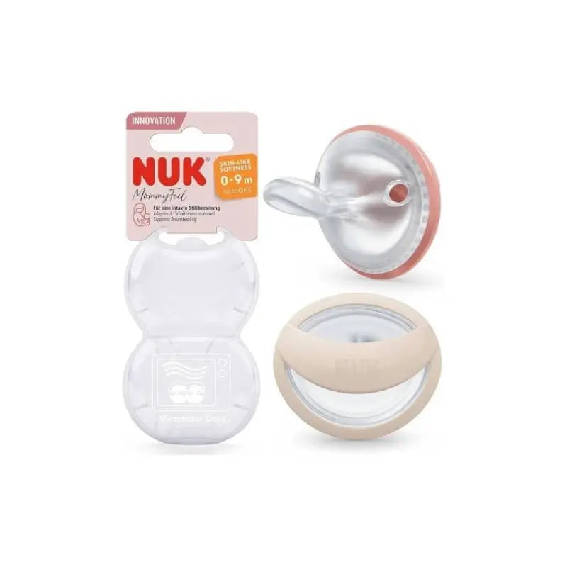 Sucette Nuk Mommy Feel 0-9M Rouge-Gris , 2 unités