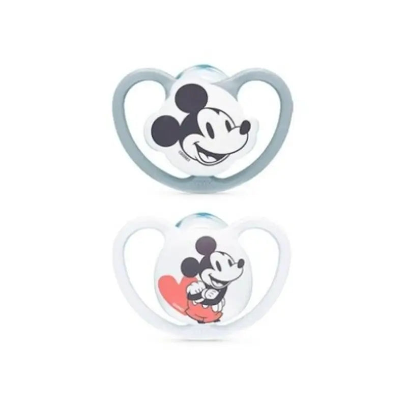 Nuk Sucette Space Mickey Mouse Gris T1 0-6M Silicone , 2 unités