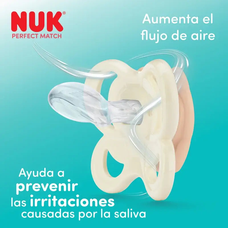 Sucette NUK Perfect Match Air en silicone T0 0-2 mois Renard/Ours, lot de 2
