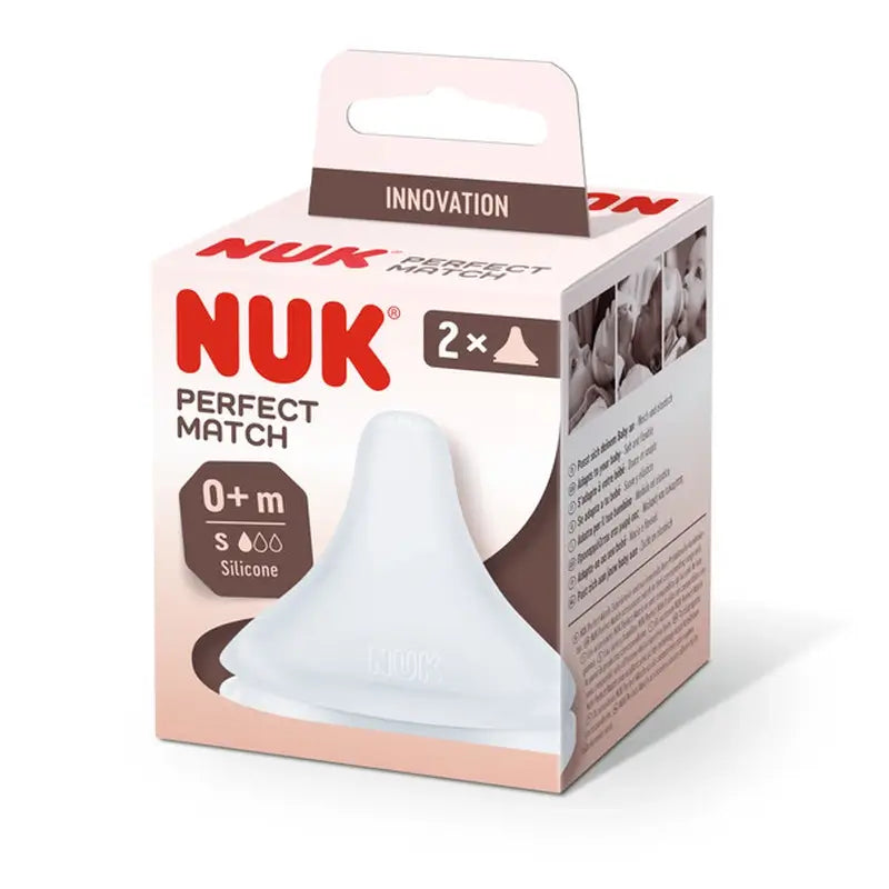 Nuk Nipple Perfect Match Tétine en silicone S Flow 0M+ , 2 unités
