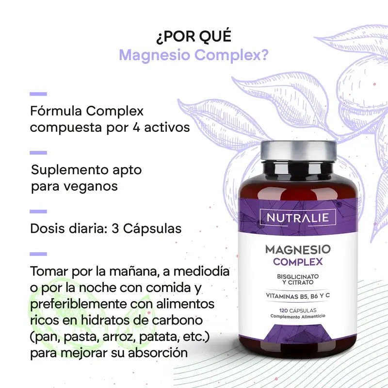 Nutralie Complexe de Magnésium avec Bisglycinate et Citrate , 120 gélules