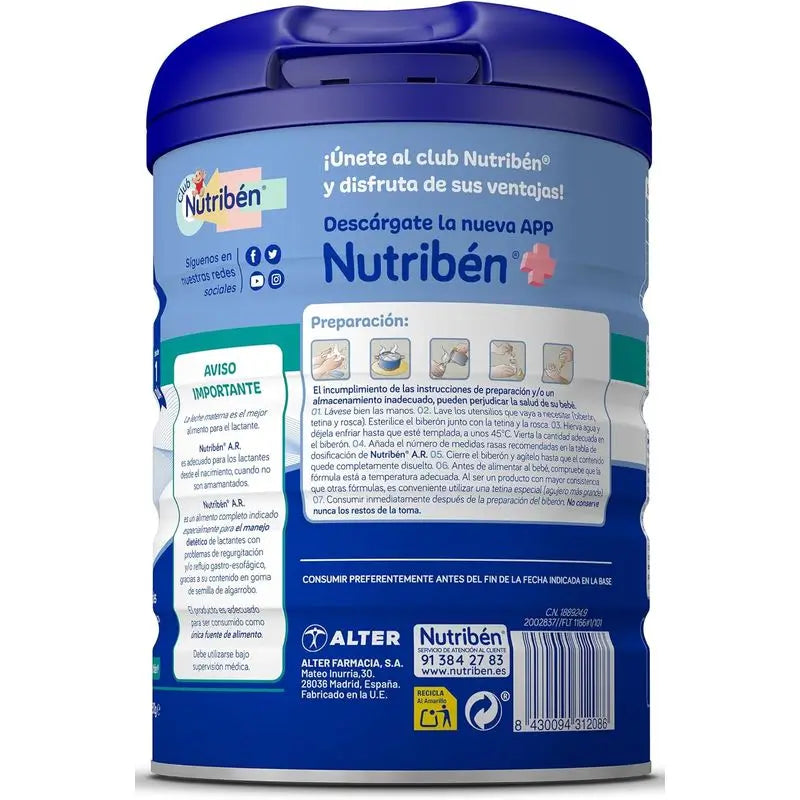 Nutribén AR Lait anti-reflux et anti-régurgitation 800 g