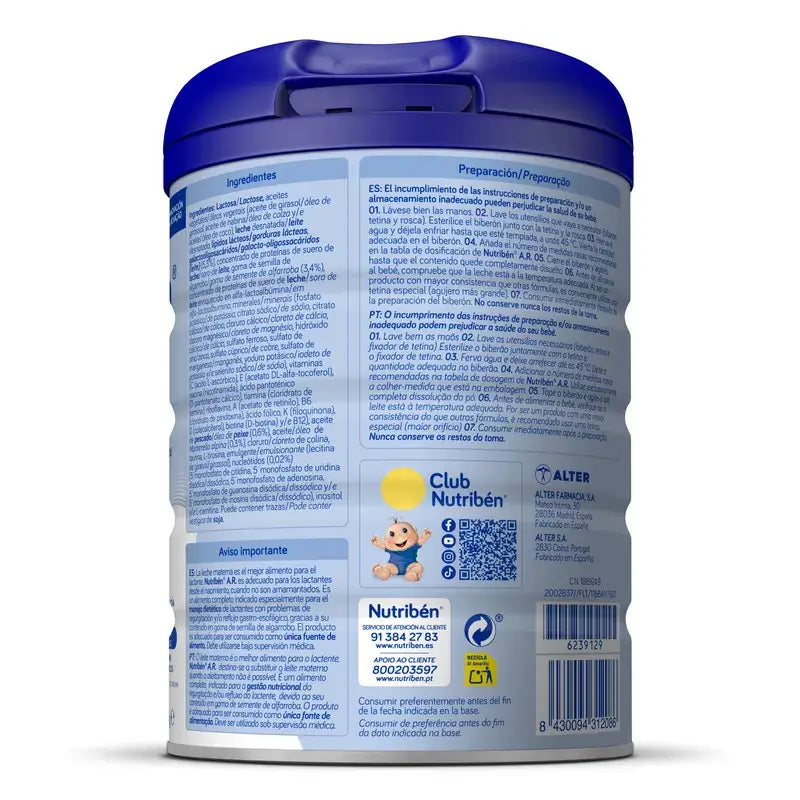 Nutribén AR Lait anti-reflux et anti-régurgitation 800 g