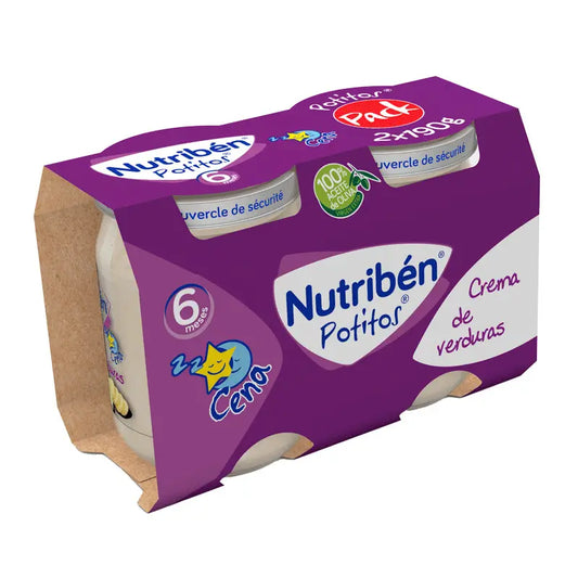 Nutribén Pack Potito Dinner Vegetable Cream Soup, 2X190g