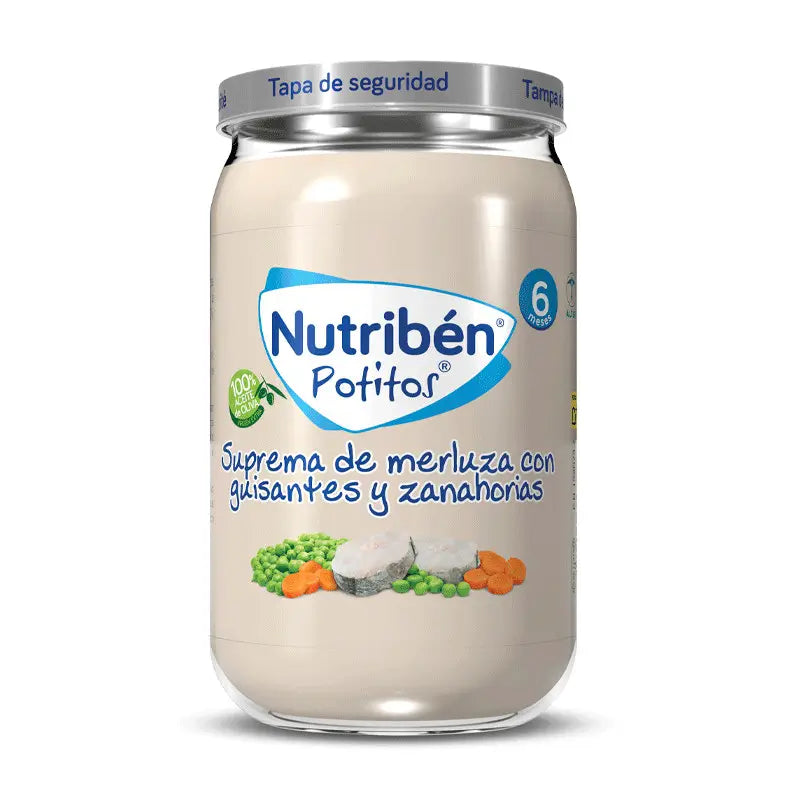 Nutribén Potito Supreme of Hake with Peas and Carrots, 235g