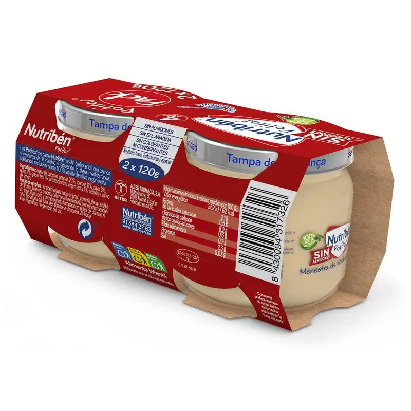 Nutriben Baby Food Soupe de légumes à la dinde, 2 x 120 grammes