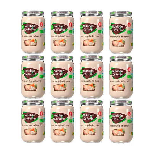 Nutriben Potito Eco Rice avec du poulet de la ferme, 12 x 235 grammes