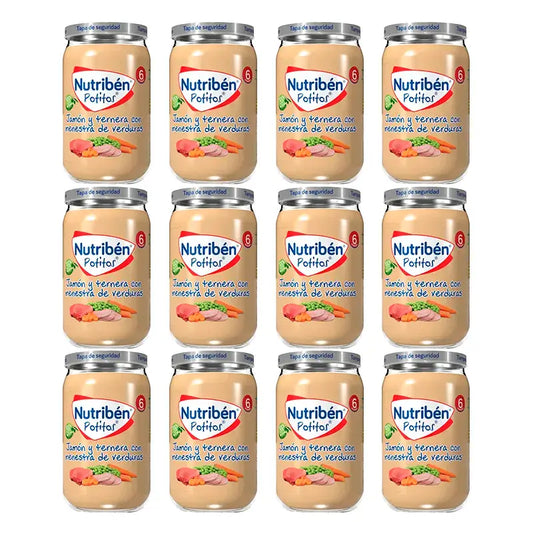 Nutriben Potito Jambon & Boeuf avec ragoût de légumes, 12 x 235 grammes