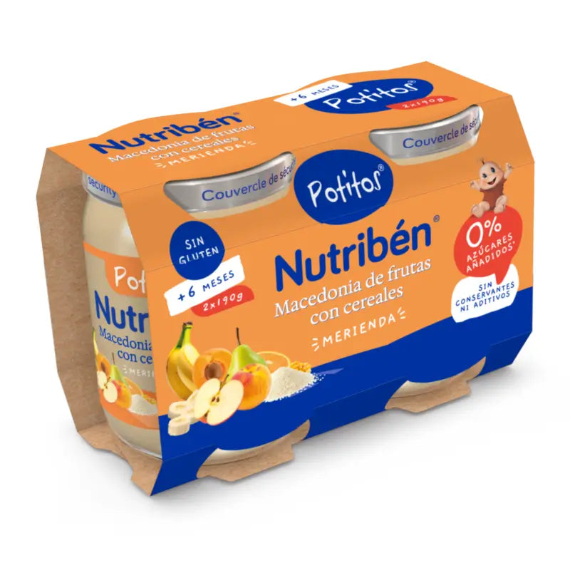 Nutriben Pack Pot Macédoine Céréales de fruits 2X190g