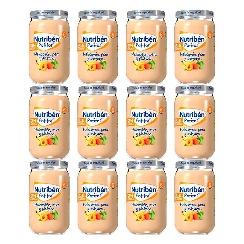 Nutriben Potito Pêche, Poire et Banane, 12 x 235 grammes