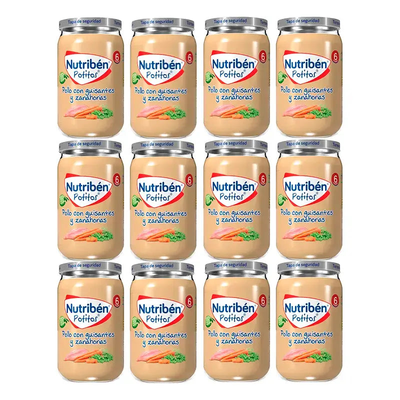 Nutriben Potito Poulet Pois et Carotte , 12 x 235 grammes