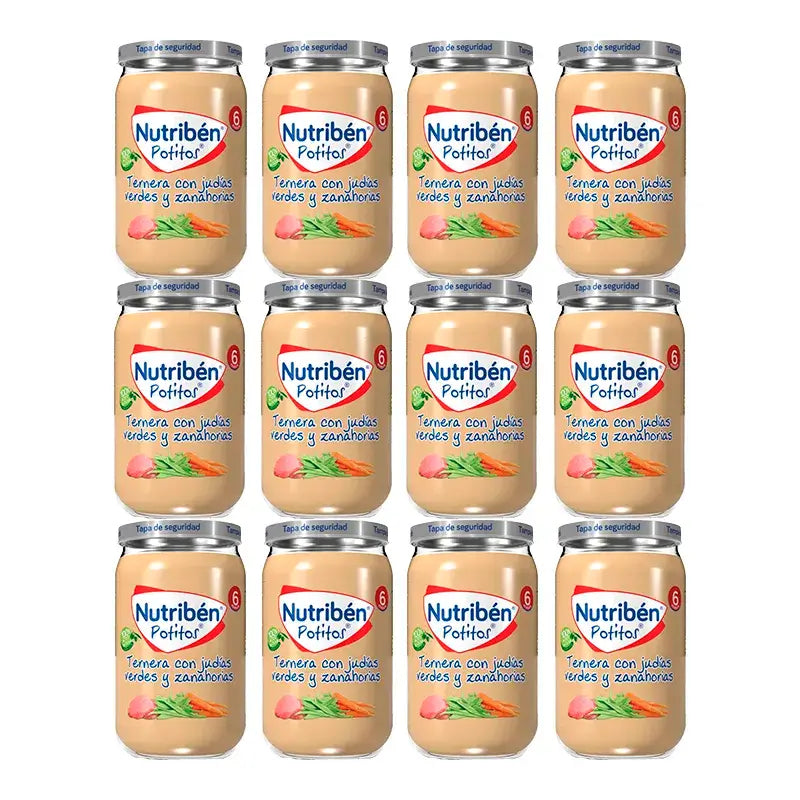 Nutriben Potito Boeuf avec haricots verts et carottes, 12 x 235 grammes