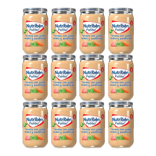 Nutriben Potito Boeuf avec haricots verts et carottes, 12 x 235 grammes