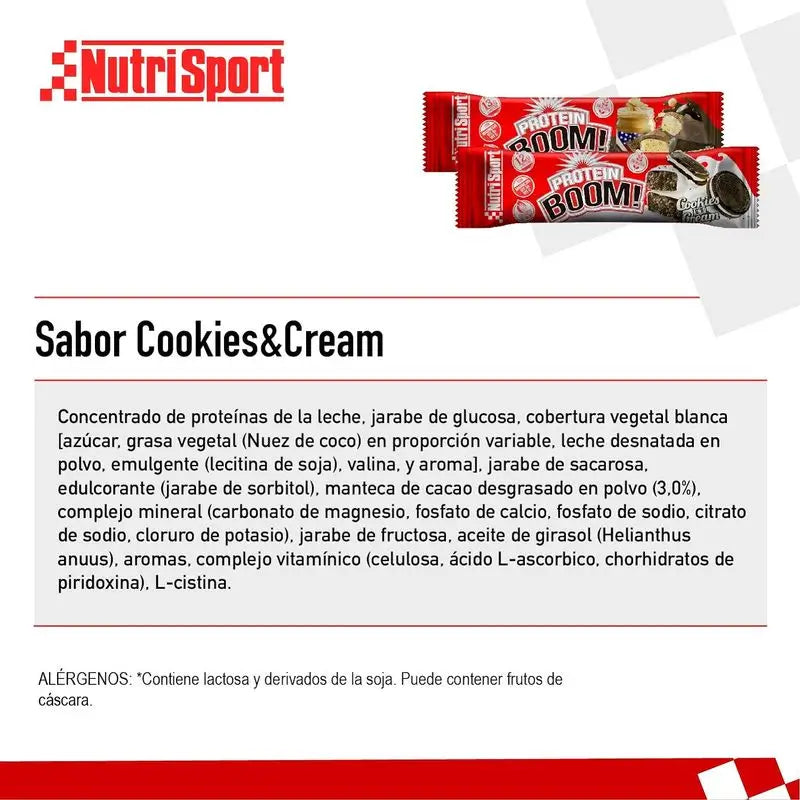 Nutrisport Protein Boom Cookies-Cream Box , 24 barres