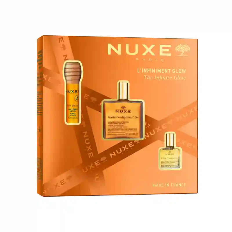 Nuxe Prodigieux Multi-Ranges Gift Box Glow Infinite Huile Prod Or + Reve The Miel Labial + Huile Classic