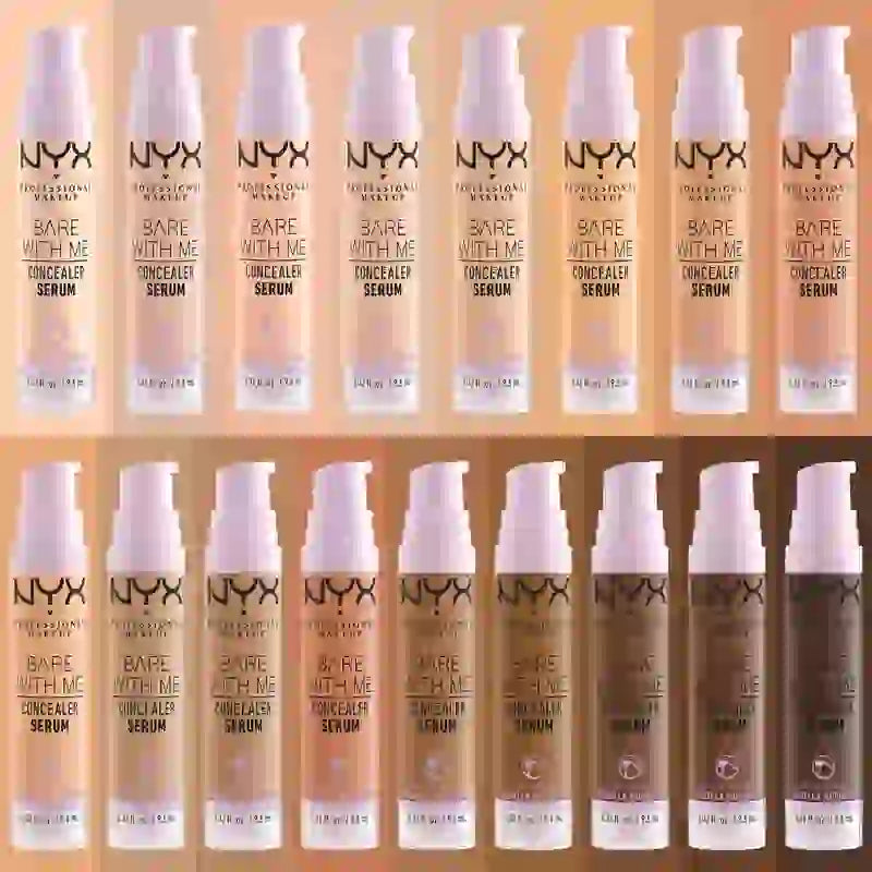 Nyx Bare With Me Serum Concelear, Shade Medium Vanilla. Formule végétalienne. Disponible en 12 nuances. 