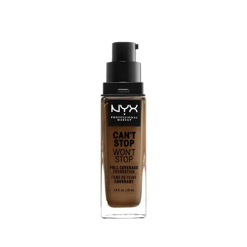 Nyx Long Wear Foundation Waterproof Can'T Stop Won'T Stop Full Tone 17 Cappuccino Medium Dark, 30 ml